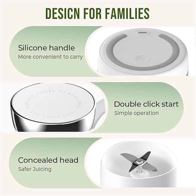 Portable Blender For Milkshakes Smoothies Fresh Juice Quick Charging Travel Cup USB-C With Lid Personal Blender Rechargeable For Gym Travel