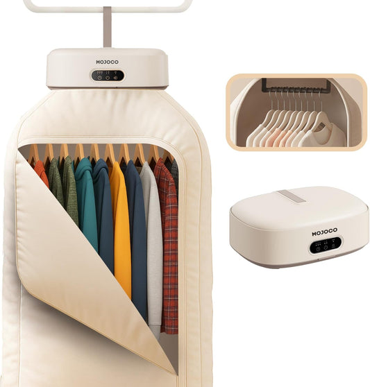 MOJOCO Portable Clothes Dryer - Mini/Compact Dryer for Apartment, RV, Travel - Small Quiet Fast-Drying Machine with Adjustable Timer & Hassle-Free Setup