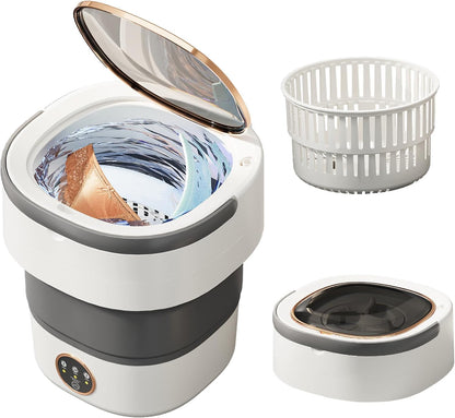 Portable Washing Machine 20L —Small Foldable Washer with Spin Basket, 3 Mode Deep Clean — Mini Laundry Machine for Travel, Dorms, Camping, Ideal for Baby Clothes, Underwear, Socks Gray