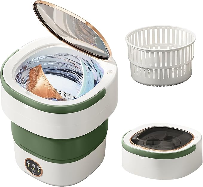 Portable Washing Machine 20L —Small Foldable Washer with Spin Basket, 3 Mode Deep Clean — Mini Laundry Machine for Travel, Dorms, Camping, Ideal for Baby Clothes, Underwear, Socks Gray