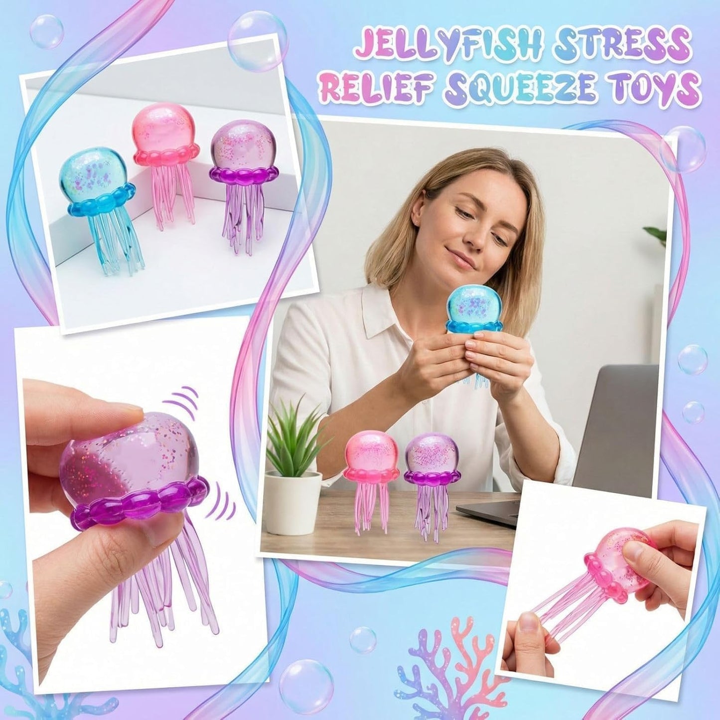 Nedoh Jellyfish,Jelly Fish Squishy,Squishy Fidget Toys,Slow Rising Sensory for Anxiety Stress Party Favors Purple