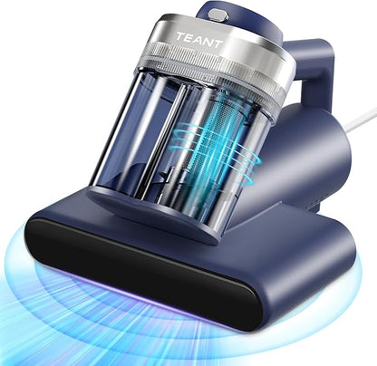 Teant Mattress Vacuum Bed Vacuum Cleaner with 253.7nm UV-C Light, Hyper Helix Motor with 16kPa Strong Suction & 33000 RPM/Min Tapping, HEPA Filter, 149℉ Heat & Ultrasonic & Anion for Bed and Pet.