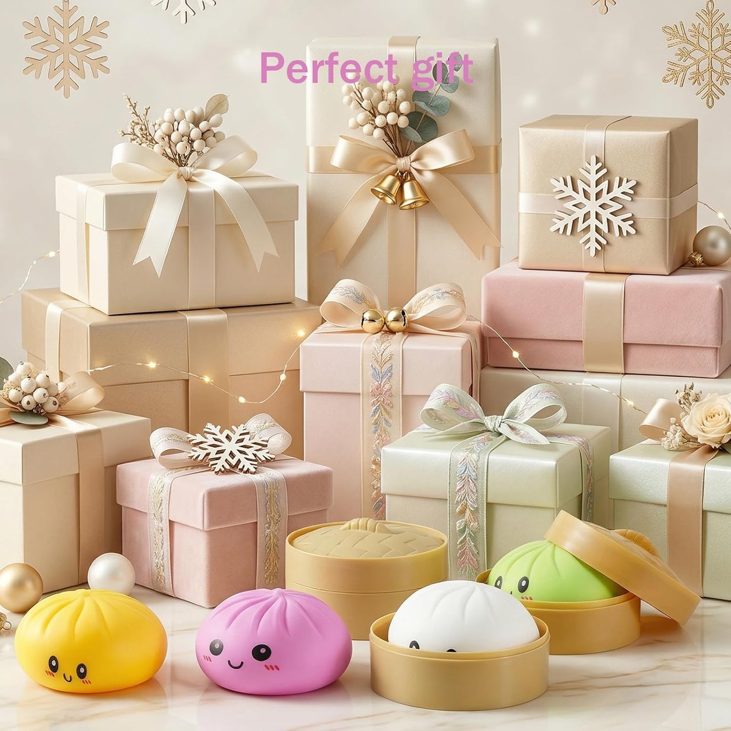 Dumpling Squishy Toys, Gaint Dumpling Squishy Mystery Box, Colorful Squishies Dumplings Stress Balls Toy, Stocking Stuffers with Food Steamer Stretchy Desk Toy