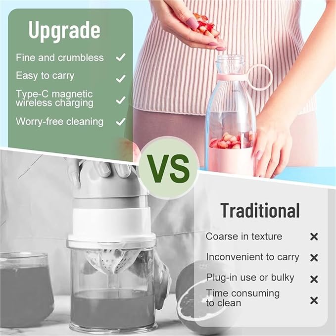 Portable Blender For Milkshakes Smoothies Fresh Juice Quick Charging Travel Cup USB-C With Lid Personal Blender Rechargeable For Gym Travel