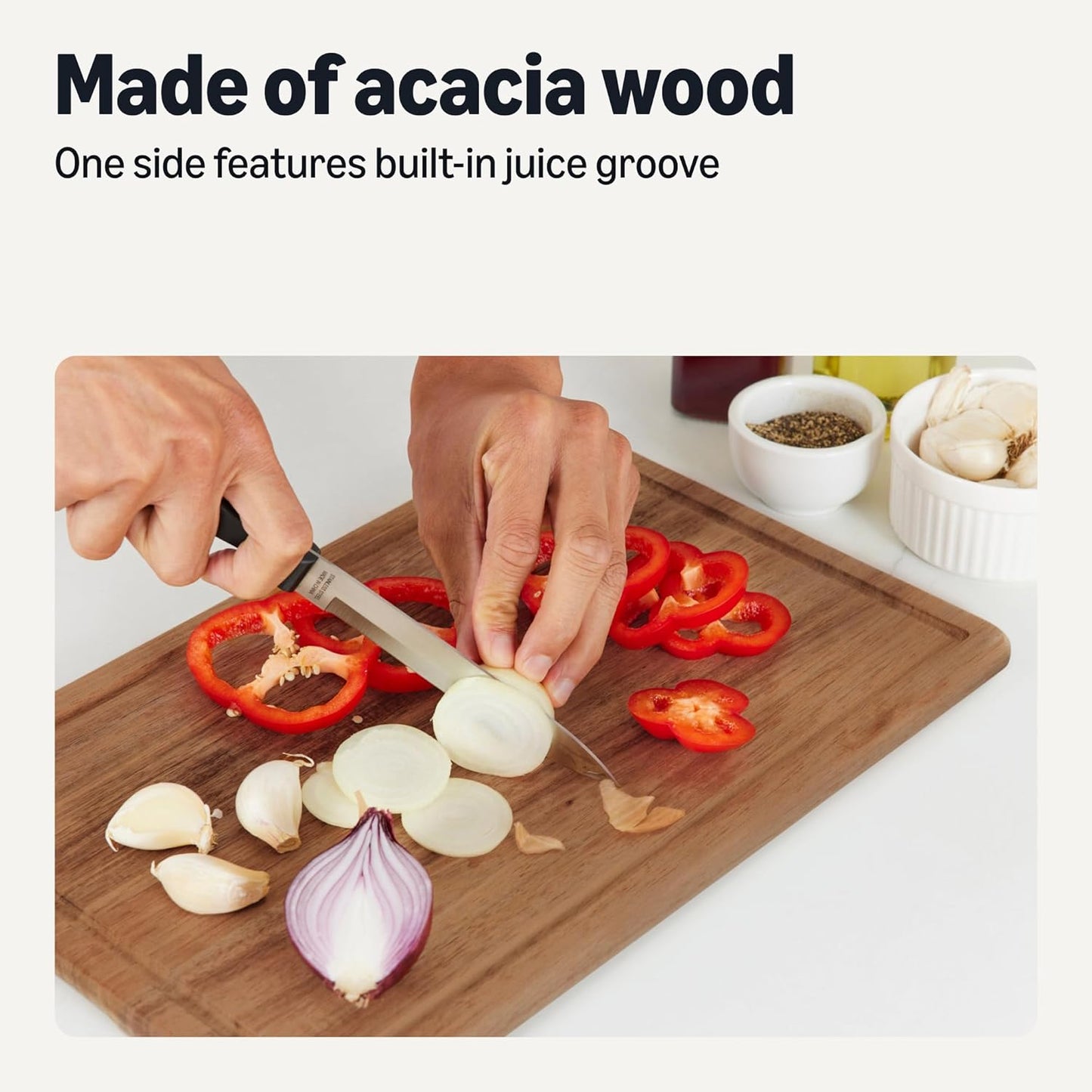 Basics Wooden Chopping Boards, 3-Piece Set, Acacia Wood, Pre-Oiled with Juice Groove