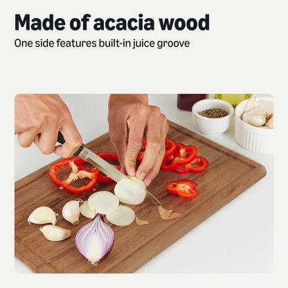 Basics Wooden Chopping Boards, 3-Piece Set, Acacia Wood, Pre-Oiled with Juice Groove