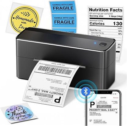 Phomemo Bluetooth Shipping Label Printer, 241BT 4X6 Wireless Thermal Label Printer for Small Business, Labels Printers for Shipping Package, Compatible with iPhone, Android, Amazon, Shopify, Black