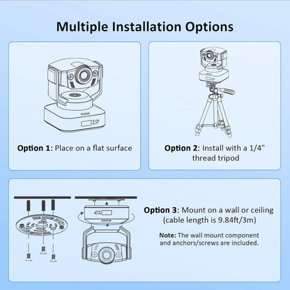 NexiGo Zoom Certified, N990 (Gen 2) 4K PTZ Webcam, Video Conference Camera System with 5X Digital Zoom, Sony_Starvis Sensor, Position Preset, Dual Stereo Mics, 3.5mm Audio Jacks for External Mics