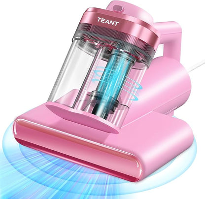 Teant Mattress Vacuum Bed Vacuum Cleaner with 253.7nm UV-C Light, Hyper Helix Motor with 16kPa Strong Suction & 33000 RPM/Min Tapping, HEPA Filter, 149℉ Heat & Ultrasonic & Anion for Bed and Pet.