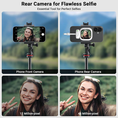 Vlogmate Mini Phone Vlog Selfie Monitor Screen, Phone Holder Clip Mount for Rear Camera Selfies/Vlogging/Live/TikTok,Selfie Screen Compatible with iPhone Back Camera Monitor Screen