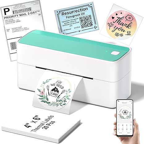 Phomemo Bluetooth Shipping Label Printer, 241BT 4X6 Wireless Thermal Label Printer for Small Business, Labels Printers for Shipping Package, Compatible with iPhone, Android, Amazon, Shopify, Black